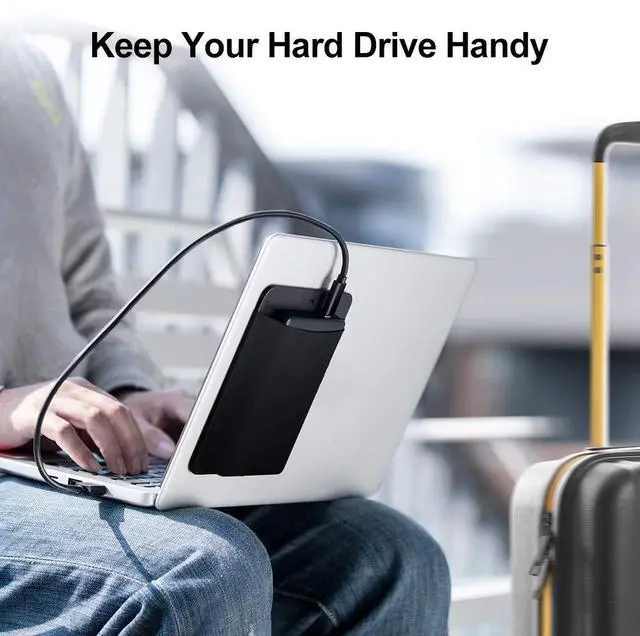 Alt view image 2 of 6 - Portable External Hard Drive Carrying Case, Pouch Holder for Computer Accessories, Sleeve Storage Organizer for Battery Pack, Wireless Mouse, Cables, and Earphones - Black