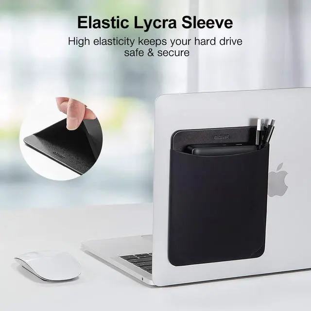 Alt view image 3 of 6 - Portable External Hard Drive Carrying Case, Pouch Holder for Computer Accessories, Sleeve Storage Organizer for Battery Pack, Wireless Mouse, Cables, and Earphones - Black