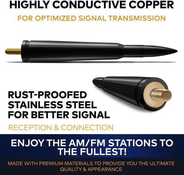Alt view image 2 of 5 - Bullet Antena for Toyota Tundra (2007-2020) Highly Durable Premium Truck Antenna 5.45 Inch Car Wash-Proof Radio Antenna for FM AM Black, 50 Caliber Design Toyota Tundra Accessories