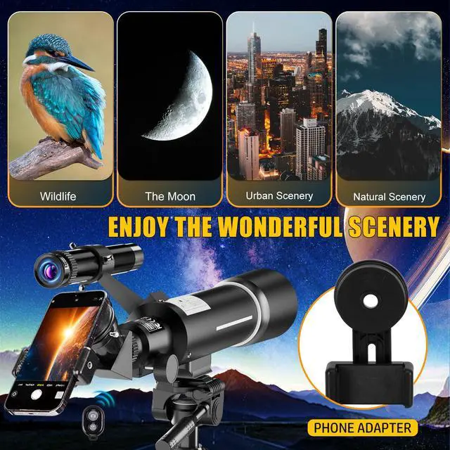 Alt view image 5 of 6 - Telescope, Telescope for Kids & Adults, 70mm Aperture 500mm Refractor Telescopes for Astronomy Beginners with Tripod, Moon Filter, Phone Adapter & Backpack, Gifts for Kids & Beginners