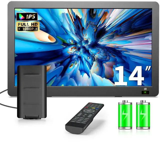 Main image of 14 inch Portable TV with Upgraded Antenna, LCD Monitor 1080P | HDMI/USB/AV in, Small Portable TV for Camping, Car, RV, Home, Remote Control