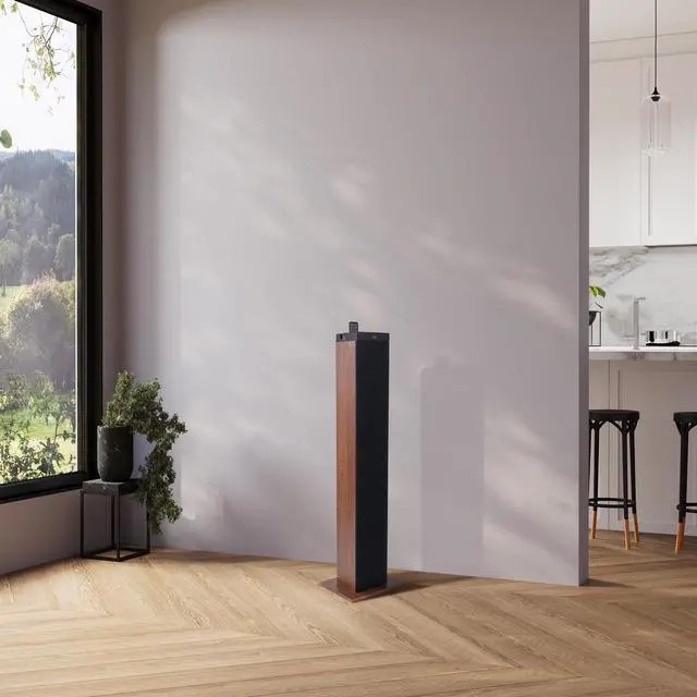 Alt view image 3 of 6 - Bluetooth Tower Speaker with Subwoofer Built in - Floorstanding Home Speaker with Powerful Bass and Dual Drivers, 120W Peak Power, MP3 3.5mm Aux, USB 2.0 Port Flash Drive, FM Radio (Walnut)