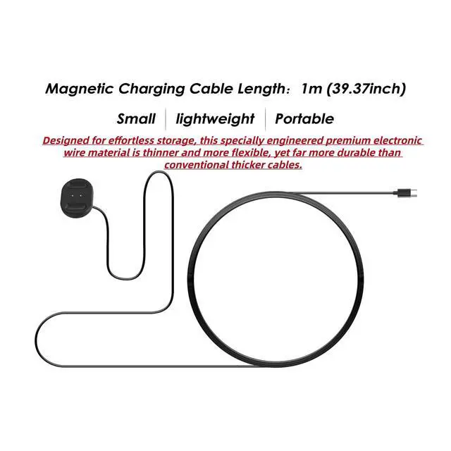 Alt view image 4 of 6 - Charging Cable for RayBan Meta Display Neural Band Charger, Magnetic Fast Charger for Ray-Ban Meta Display Glasses Accessories, Portable Travel/Car/Phone/Laptop Charging Cable (Black)