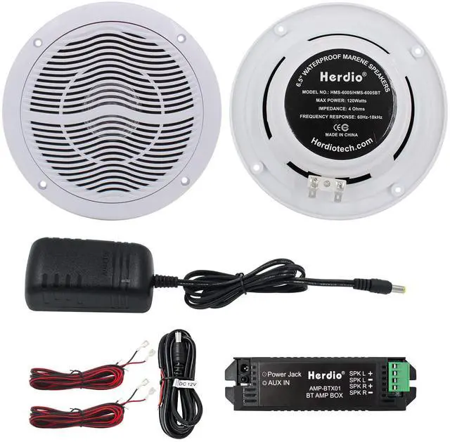 Main image of 6.5 Inch 2-Way Waterproof Marine Bluetooth Ceiling Speakers, 120W Flush Mount, Suitable for Boat ATV UTV Golf Cart Camper RV Hot Tub Bathroom Outdoor, 1 Pair, White