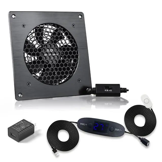 Main image of 120mm USB Quiet Cabinets Cooling Fan System 6" with 0-60 Adjustable Thermostat Control, for Home Theater AV Cabinets,Plant House, pet Kennel