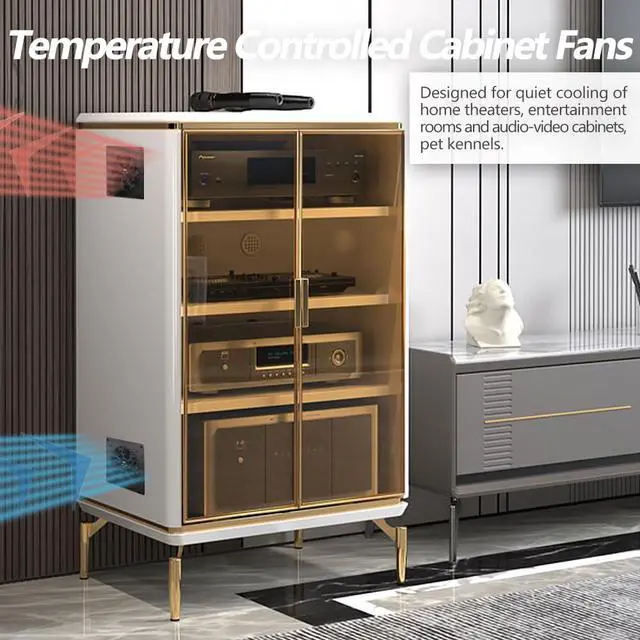 Alt view image 2 of 6 - 120mm USB Quiet Cabinets Cooling Fan System 6" with 0-60 Adjustable Thermostat Control, for Home Theater AV Cabinets,Plant House, pet Kennel