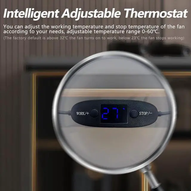 Alt view image 3 of 6 - 120mm USB Quiet Cabinets Cooling Fan System 6" with 0-60 Adjustable Thermostat Control, for Home Theater AV Cabinets,Plant House, pet Kennel