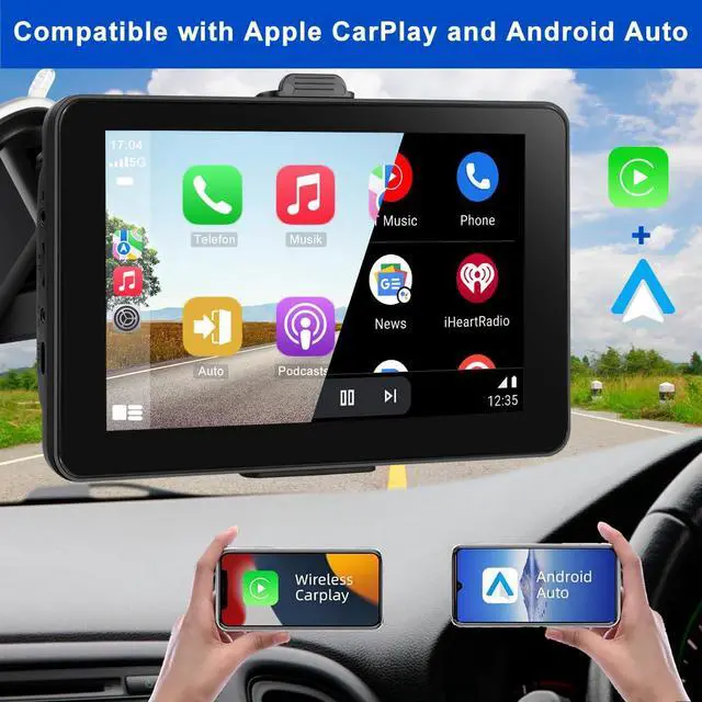 Alt view image 3 of 6 - 7-inch Portable Carplay Screen for Car Compatable with Apple CarPlay and Android Auto,Wireless Car Play Unit with GPS Navigation,Bluetooth,Mirror Link,Touch Screen for All Vehicles (7Inch)
