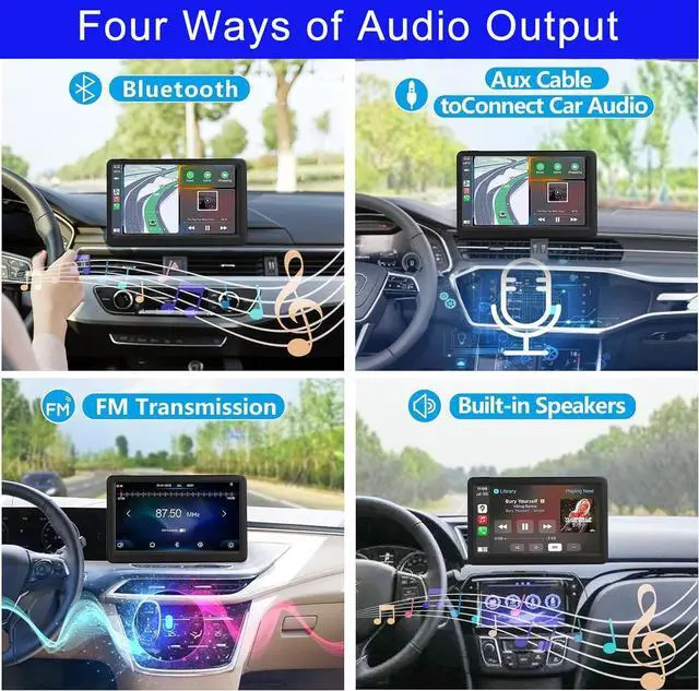 Alt view image 5 of 6 - 7-inch Portable Carplay Screen for Car Compatable with Apple CarPlay and Android Auto,Wireless Car Play Unit with GPS Navigation,Bluetooth,Mirror Link,Touch Screen for All Vehicles (7Inch)