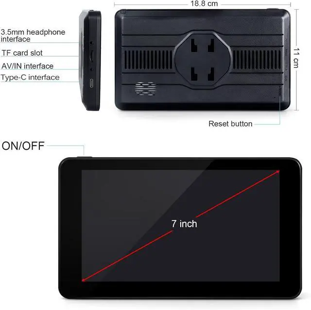 Alt view image 6 of 6 - 7-inch Portable Carplay Screen for Car Compatable with Apple CarPlay and Android Auto,Wireless Car Play Unit with GPS Navigation,Bluetooth,Mirror Link,Touch Screen for All Vehicles (7Inch)