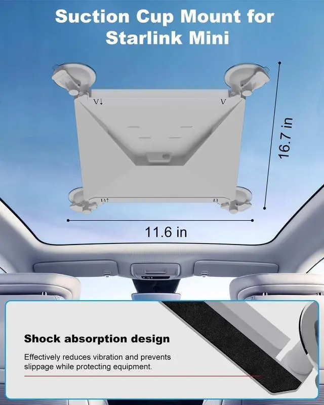Alt view image 5 of 6 - Starlink Mini Suction Cup Mount for Car, Starlink Mini Accessories Kit with 2 Replaceable Suction Cups, Automotive Sunroof Mechanicals, Strong Grip for RVs Windows, Boats, and Road Trips (White)