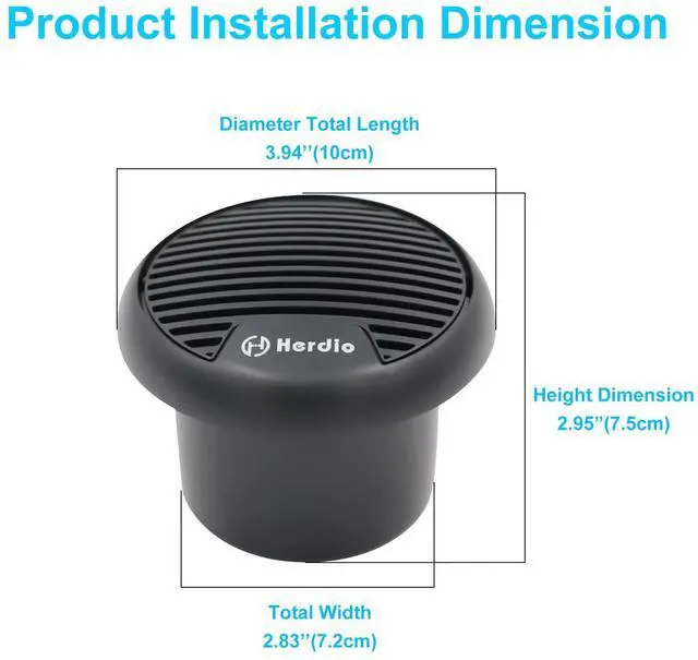 Alt view image 5 of 6 - 3" inch Marine Bluetooth Speakers Boat Motorcycle Hot tub Stereo with Max Power 140 Watt (Black)