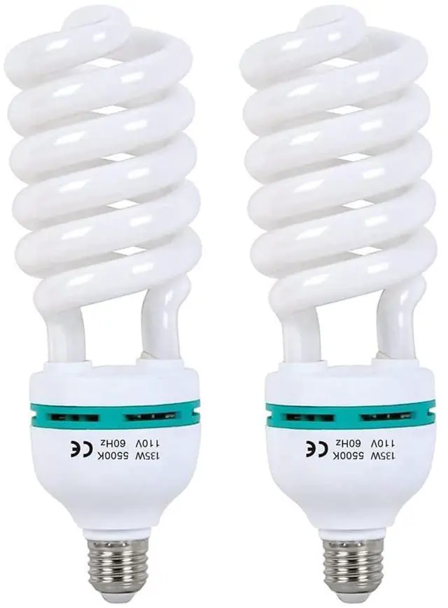 Main image of 2pcs 135W Light Bulb 5500K CFL Daylight Spiral Softbox Lighting Kit Bulb in E27 Socket for Photography Photo