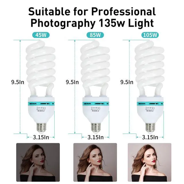 Alt view image 3 of 6 - 2pcs 135W Light Bulb 5500K CFL Daylight Spiral Softbox Lighting Kit Bulb in E27 Socket for Photography Photo