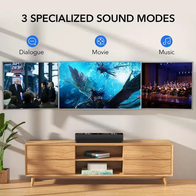 Alt view image 2 of 6 - 2.1 Sound Bar for TV, 16 Inch Soundbar with Built-in Subwoofer | 110W soundbar with built-in subwoofer, 4 EQ modes, Night Mode, HDMI ARC, Optical, AUX, USB & Bluetooth 5.0