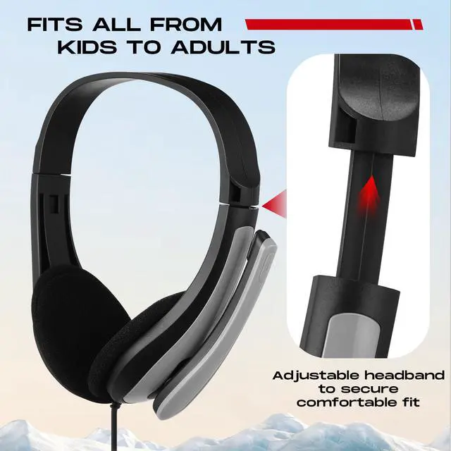 Alt view image 2 of 6 - 20 Pack Bulk Classroom Headphones with Microphone Students Wired School Class Set Headphones for School Library Computer Office Adults 3.5 Jack Universal Plug(Grey)