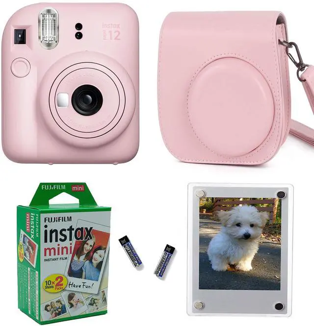 Main image of Instax Mini 12 Instant Camera + Pro Design Protective Case & Magnetic Lucite Frames, 20 Sheets (Blossom Pink)