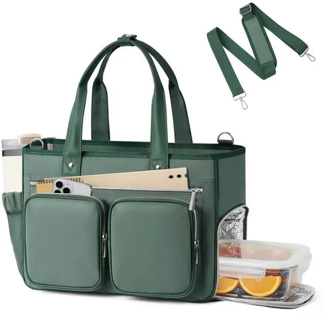 Main image of Teacher Tote Bag with Insulated Lunch Compartment 15.6" Laptop Bag
