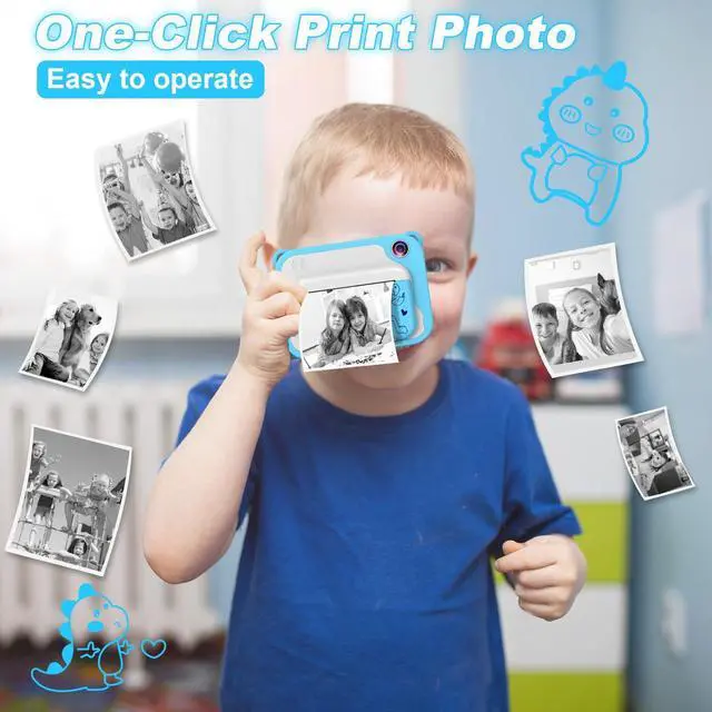 Alt view image 3 of 6 - Kids Instant Print Camera,Toddler Camera,1080P Video,32GB SD Card,Blue | Kids Instant Print Camera for Boys Girls Ages 3-12, Photo Printing Toy for Birthday, Christmas, Easter, Travel & Parties