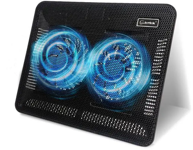 Main image of Laptop Cooling Pad, Portable Slim Quiet Laptop Notebook Cooler Cooling Pad Stand with 2 Blue LED Fans, USB Powered, Adjustable Angled, Fits 11-14 Inch Laptop