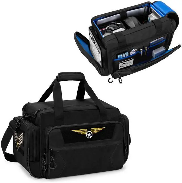 Main image of Pilot Bag, Flight Bag for Aviation Headset, Kneeboard, Logbook | Aviation Headset Bag with Padded Laptop Sleeve, Customize Compartment, Three Ways to Carry, Patch Area (No Included Patches)