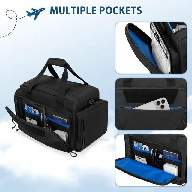 Alt view image 3 of 6 - Pilot Bag, Flight Bag for Aviation Headset, Kneeboard, Logbook | Aviation Headset Bag with Padded Laptop Sleeve, Customize Compartment, Three Ways to Carry, Patch Area (No Included Patches)