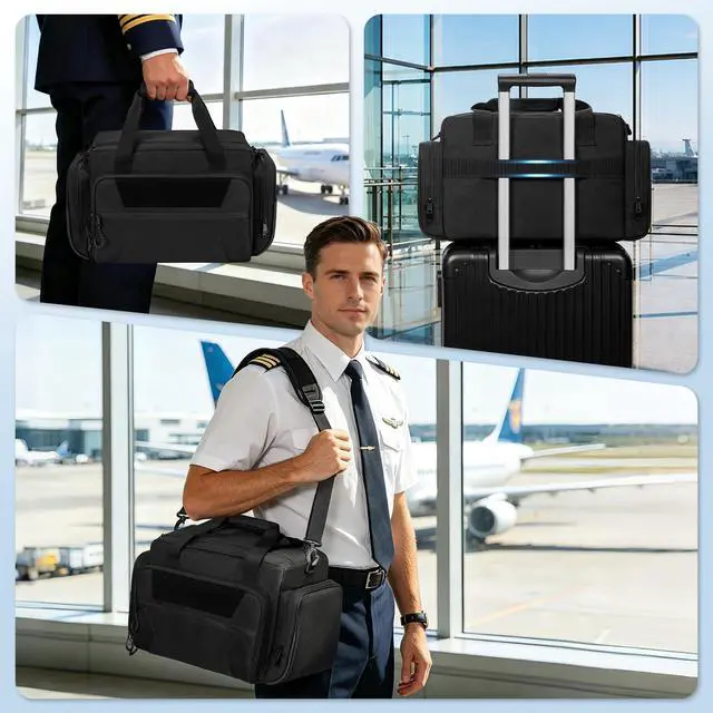 Alt view image 5 of 6 - Pilot Bag, Flight Bag for Aviation Headset, Kneeboard, Logbook | Aviation Headset Bag with Padded Laptop Sleeve, Customize Compartment, Three Ways to Carry, Patch Area (No Included Patches)