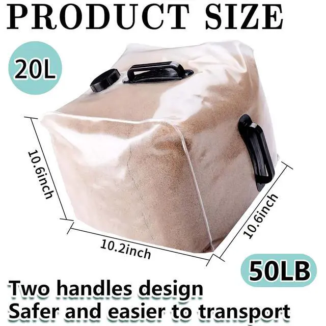 Alt view image 2 of 6 - 2 Pcs 50 LB Heavy Duty Pool Weight Sand Bags, Universal Pool Ladder Weights | Step Weight Anchor Bag for Above Ground Pools Stair Entry Systems, Foldable & Handled, Soft Plastic Sand Bags(No Sand)