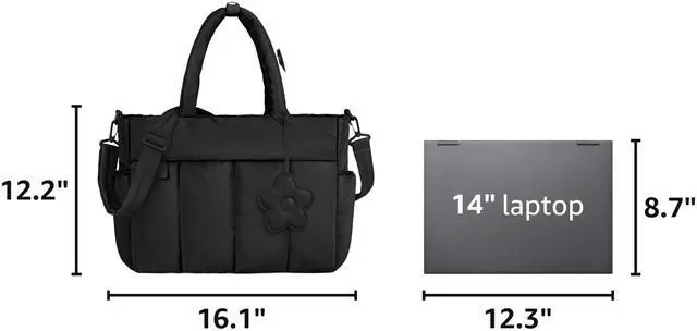 Alt view image 3 of 6 - Laptop Tote Bag for Women 15.6 Inch Lightweight Puffer Work Tote Bag Quilted Travel Bags with Shoulder Strap Large Computer Briefcase Teacher Nurse Bag for Casual Office Travel