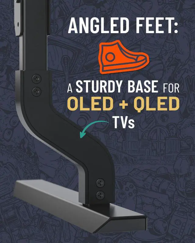 Alt view image 4 of 6 - Premium Replacement TV Stand for 55"-86" Screens - Angled Feet Give Universal TV Stand Stability for QLED & OLED TVs -Easy 3-Step Install Comes w/Soundbar Isolation & Anti-Slip/Scratch Pads