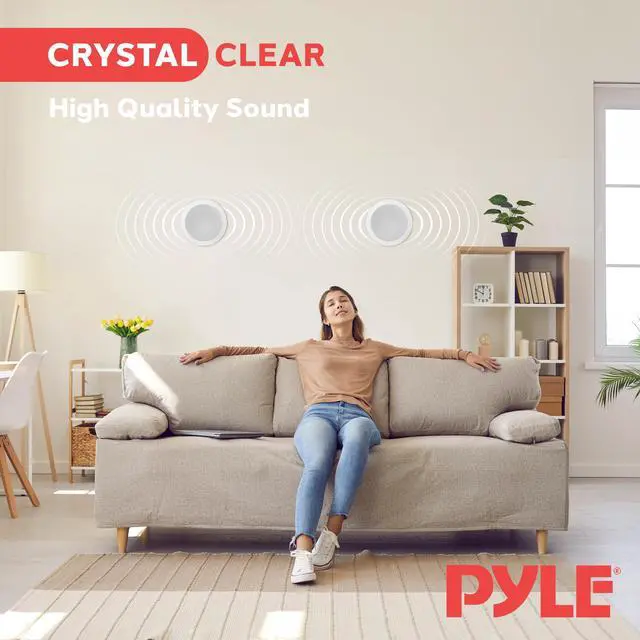Alt view image 3 of 6 - Pair 5.25 Flush Mount in-Wall in-Ceiling 2-Way Home Speaker System Spring Loaded Quick Connections Dual Polyprone Cone Polymer Tweeter Stereo Sound 150 Watts (PDIC1651RD) White