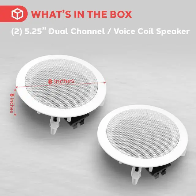 Alt view image 6 of 6 - Pair 5.25 Flush Mount in-Wall in-Ceiling 2-Way Home Speaker System Spring Loaded Quick Connections Dual Polyprone Cone Polymer Tweeter Stereo Sound 150 Watts (PDIC1651RD) White