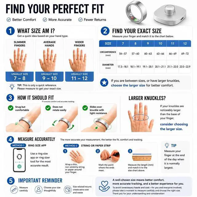 Alt view image 3 of 6 - HK01 Smart Ring for Women & Men, Sleep & Stress Tracker, Waterproof Fitness Ring for iOS & Android, No Subscription Fee (Silver, Size 9)