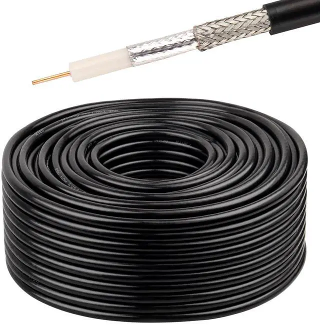 Main image of MOOOKEERF RG6 Coaxial Cable 100FT, 18 AWG 75 Ohm RG6 Dual Shield Cable with Pure Copper Conductor for Broadcast, Satellite, and Cellular Applications,Black