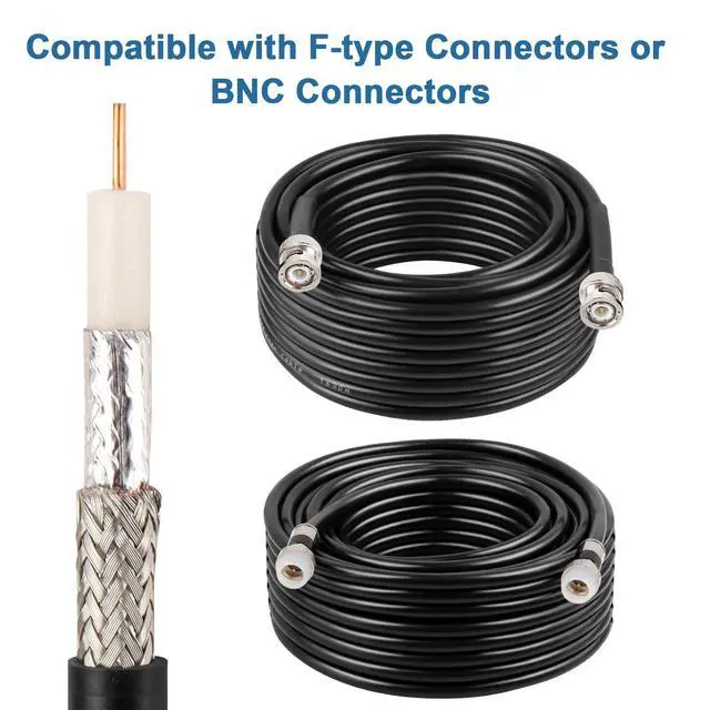 Alt view image 5 of 6 - MOOOKEERF RG6 Coaxial Cable 100FT, 18 AWG 75 Ohm RG6 Dual Shield Cable with Pure Copper Conductor for Broadcast, Satellite, and Cellular Applications,Black