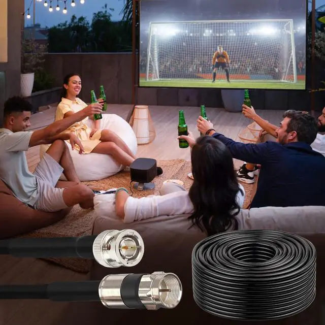 Alt view image 6 of 6 - MOOOKEERF RG6 Coaxial Cable 100FT, 18 AWG 75 Ohm RG6 Dual Shield Cable with Pure Copper Conductor for Broadcast, Satellite, and Cellular Applications,Black