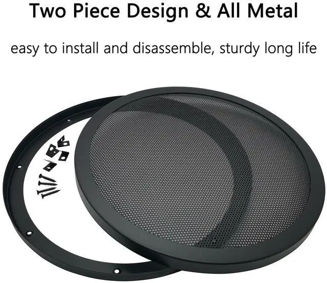 Alt view image 2 of 6 - 12" Speaker Grill Covers, Metal Frame with Metal Mesh, Black, 1Pc | Car Home Speaker Subwoofer Guard Protector, with Screws, Heavy-duty