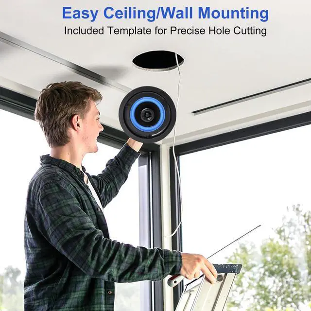 Alt view image 4 of 6 - 4 Inch Bluetooth Ceiling Speakers,320W 2-Way System, 4 Speakers, Wired Surround Sound for Living Room, Office,Kichten,Study Room,Basement,Covered Patio and Flush Mount