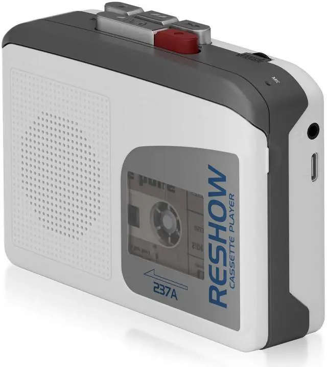 Main image of Portable Cassette Player with Built-in Speaker, Tape Recorder for Music Playback & Voice Recording, Ideal for Students, Home, Travel and Nostalgic Music Lovers (Grey White)