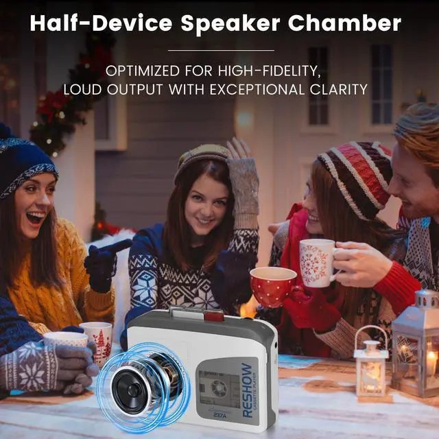 Alt view image 2 of 6 - Portable Cassette Player with Built-in Speaker, Tape Recorder for Music Playback & Voice Recording, Ideal for Students, Home, Travel and Nostalgic Music Lovers (Grey White)