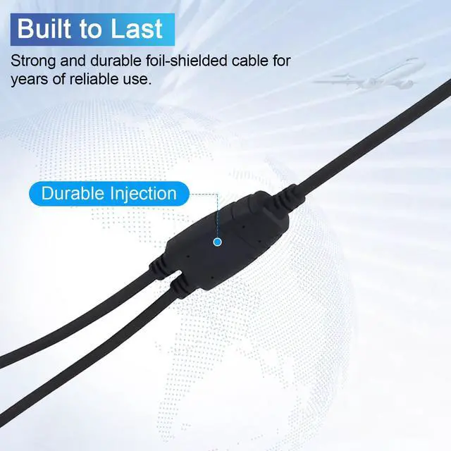 Alt view image 5 of 6 - Aviation Headset Adapter for Airbus XLR 5 Pin Head to GA Dual Plugs Connector