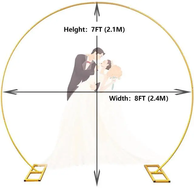 Alt view image 3 of 6 - Round Backdrop Stand, 8FT Balloon Arch Stand, Gold Circle Arch for Party | Wedding Arch Stand for Wedding, Birthday, Baby Shower, Graduation, Anniversary, Candy Tables Celebration