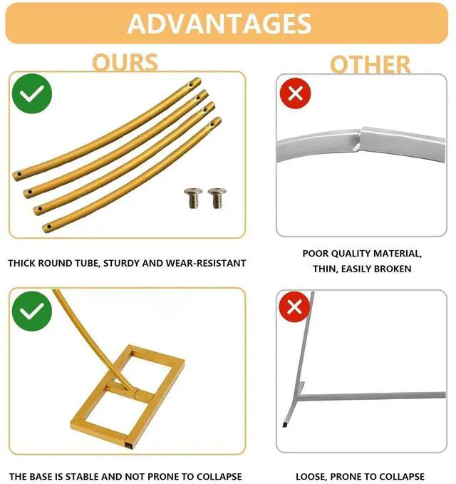 Alt view image 5 of 6 - Round Backdrop Stand, 8FT Balloon Arch Stand, Gold Circle Arch for Party | Wedding Arch Stand for Wedding, Birthday, Baby Shower, Graduation, Anniversary, Candy Tables Celebration
