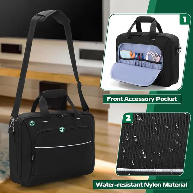 Alt view image 4 of 6 - Travel Carrying Case Bag for 14.1-17.5 Inch Portable DVD Player | 15 DVD Storage Pockets, Laptop Sleeve, Front Accessory Pocket, Portable DVD Player Storage Bag, Patented Design