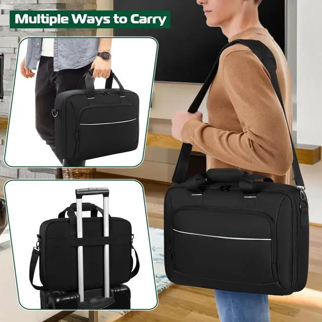 Alt view image 5 of 6 - Travel Carrying Case Bag for 14.1-17.5 Inch Portable DVD Player | 15 DVD Storage Pockets, Laptop Sleeve, Front Accessory Pocket, Portable DVD Player Storage Bag, Patented Design