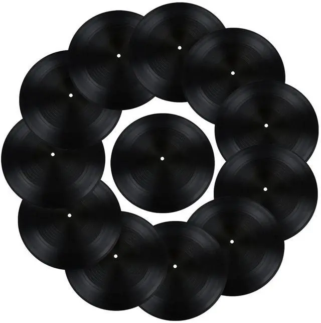 Main image of 24 Pcs 12Inch Blank Records Vintage Fake Records Decorations Discs Hip Hop Rock 70s 80s 90s Retro Decor for Home Studio Room Wall Aesthetic