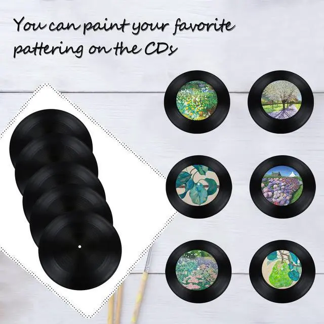 Alt view image 4 of 6 - 24 Pcs 12Inch Blank Records Vintage Fake Records Decorations Discs Hip Hop Rock 70s 80s 90s Retro Decor for Home Studio Room Wall Aesthetic