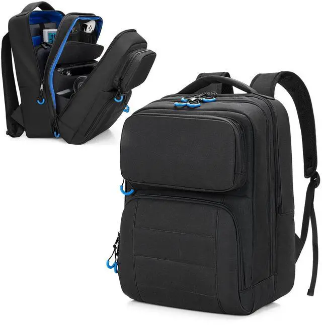 Main image of Carrying Backpack Compatible with Steam Deck, | Travel Case Bag with Separate Game Cards Holder, Multi-Pockets For Game Headset, Docking Station, Controllers