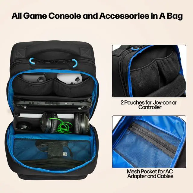 Alt view image 2 of 6 - Carrying Backpack Compatible with Steam Deck, | Travel Case Bag with Separate Game Cards Holder, Multi-Pockets For Game Headset, Docking Station, Controllers