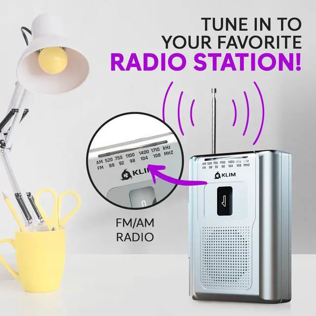 Alt view image 3 of 6 - K8 Cassette Tape Player Portable - Cassette Recorder - NEW Version - AM/FM - Built-in Microphone & Speaker - Headphone Jack & Earphones - Silver